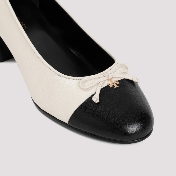 Light Cream White Grained Nappa Leather Cap Toe Pump