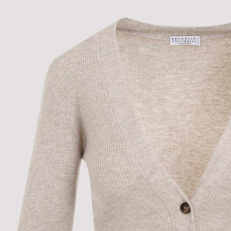 Lurex Sand Cashmere Cardigan