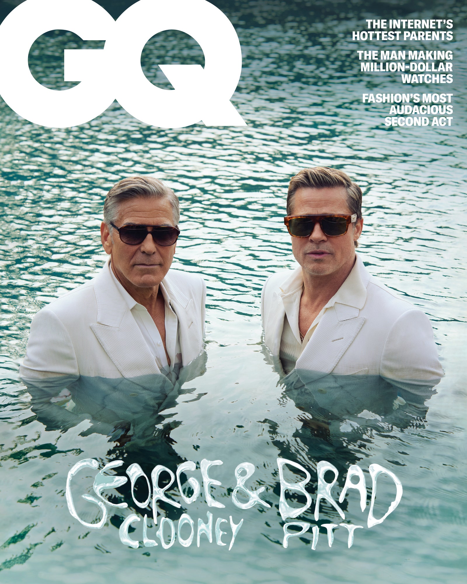 GQ Magazine U.S. September 2024 Cover Featuring George Clooney and Brad Pitt